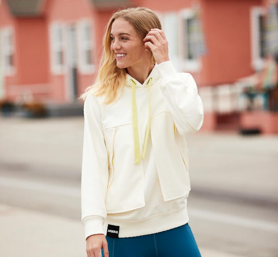 Hoka One One Womens Hoodie - Bondi - White - JEKY21068